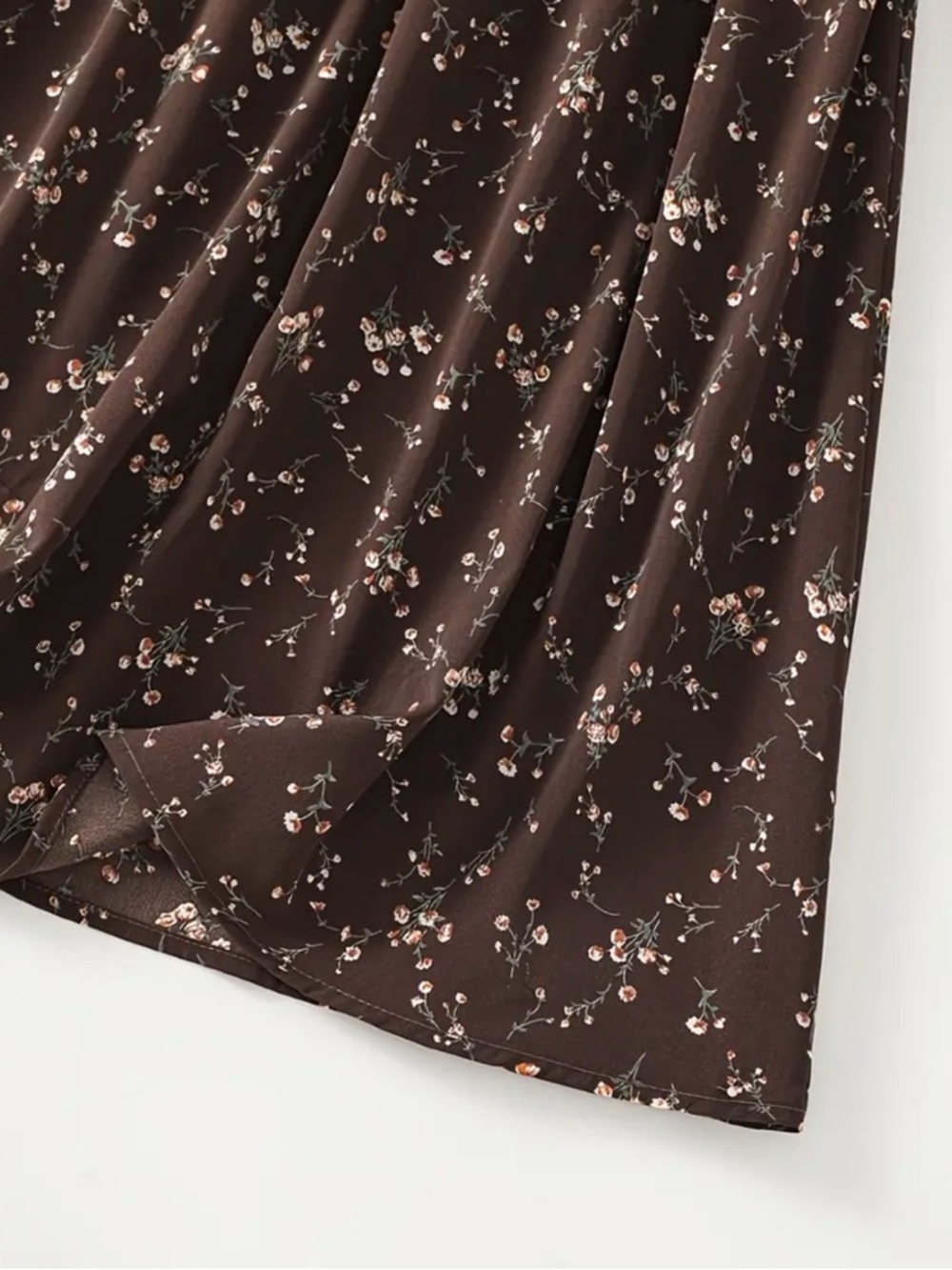 Chocolate Brown Floral Ditsy Maxi Skirt Cottagecore Earth Tone Flowy Skirt XXL - Picture 6 of 7